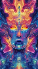 Cosmic Face Emerging from Abstract Swirls
