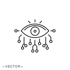 electronic eye icon, bionic eyes concept, digital vision, thin line symbol isolated on white background, editable stroke eps 10 vector illustration