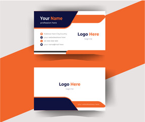 Modern and minimalist orange color business card layout. Vector illustration design.