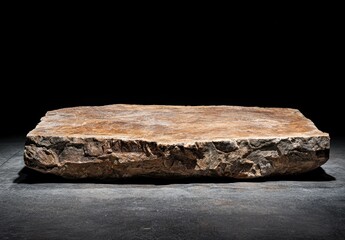 Fototapeta premium Rugged stone slab on dark background