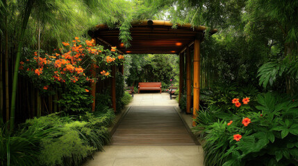 Obraz premium Tranquil Bamboo Pathway