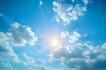 The sky was bright blue with fluffy white clouds, and the sun was shining brightly