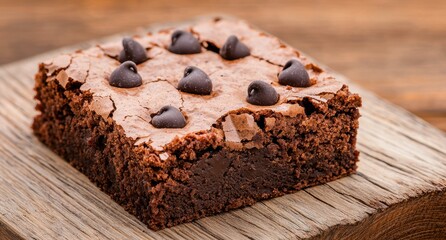 Homemade chocolate brownies with chocolate chips