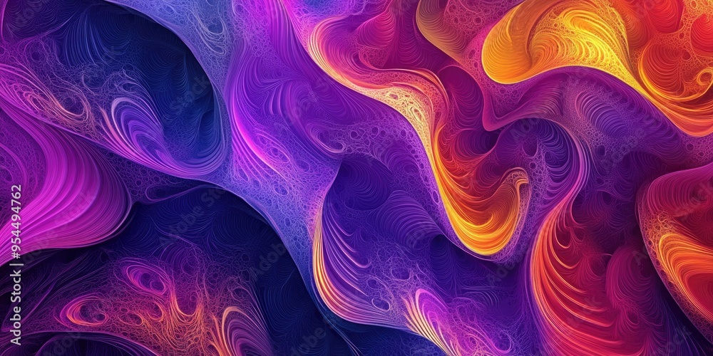 Aufkleber Colorful abstract background in a 3D cartoon rendering Modern graphic art featuring fractal artwork Creative wavy multicolor backdrop ideal for banner design Digital fantasy effect with a trendy d