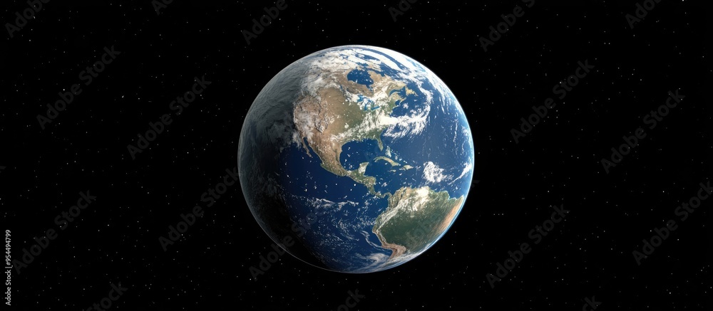 Poster isolated on a black background this 3d cartoon rendering showcases planet earth