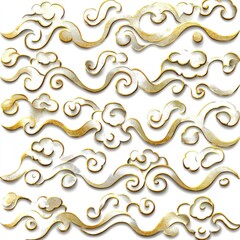 Golden Cloud Pattern on White Background