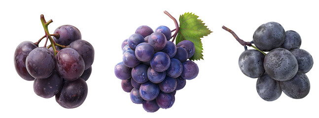 Isolated fresh bunch of grapes on isolated transparent background