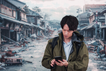 地震で被災した男性