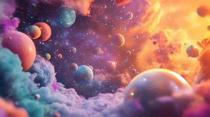 Colorful Galaxy Background Series in 3D Cartoon Render