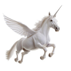 White unicorn in flight.