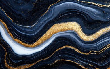 Elegant abstract background with golden and black waves