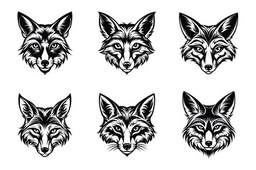 Obraz premium Fox head Silhouette Bundle in Vector Clip Art Style