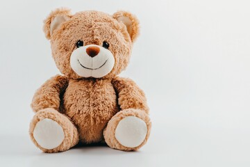 Obraz premium This adorable teddy bear features a soft, plush texture, perfect for gifts or children's playtime. A charming companion for all ages.