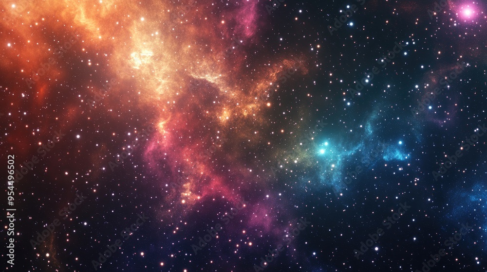 Poster 3d cartoon depiction of a starry outer space background texture