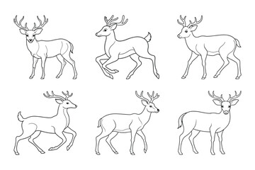 Fototapeta premium Deer Silhouette Bundle in Vector Clip Art Style