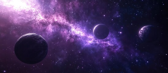 Fototapeta premium Endless universe depicted in a 3D cartoon rendering featuring a science fiction concept with dark deep space giant planets hot stars and starfields An incredibly beautiful cosmic landscape