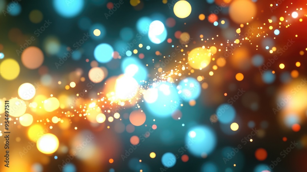 Poster Abstract light bokeh background featuring a 3D cartoon rendering of defocused light dots