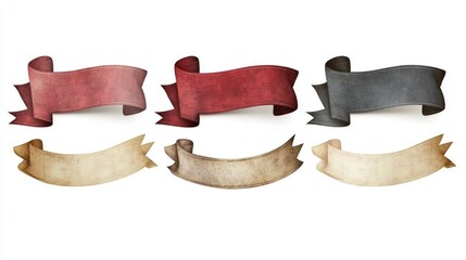 Vintage ribbon banners on a white background