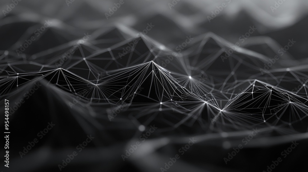 Poster detailed polygonal mesh map featuring lines triangles and points in high resolution