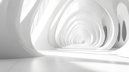 Futuristic White Architectural Design Background 3D Render Illustration