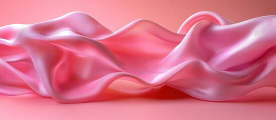 Fototapeta premium Elegant Pink Silk Fabric with Flowing Waves on a Soft Pink Background - Luxurious and Smooth Texture