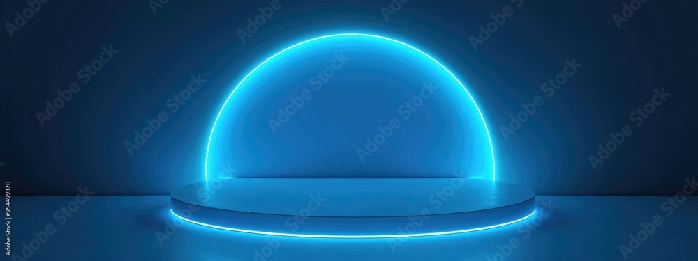Poster light blue display stand soft colored podium 3d visualization