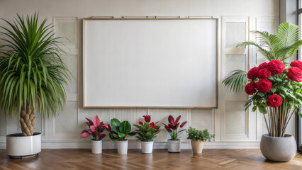 Fototapeta premium Blank white wall template for mockup wallpaper, paintings, illustrations or photos.Blanks for mockup wallpaper,banner, poster