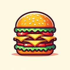 Delicious burger vector illustration isolated on a white background