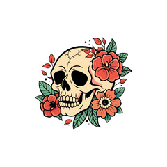 skull and flower