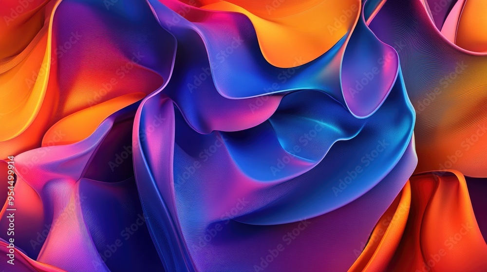 Poster three dimensional abstract design with vibrant colors and shapes creating a dynamic visual experienc