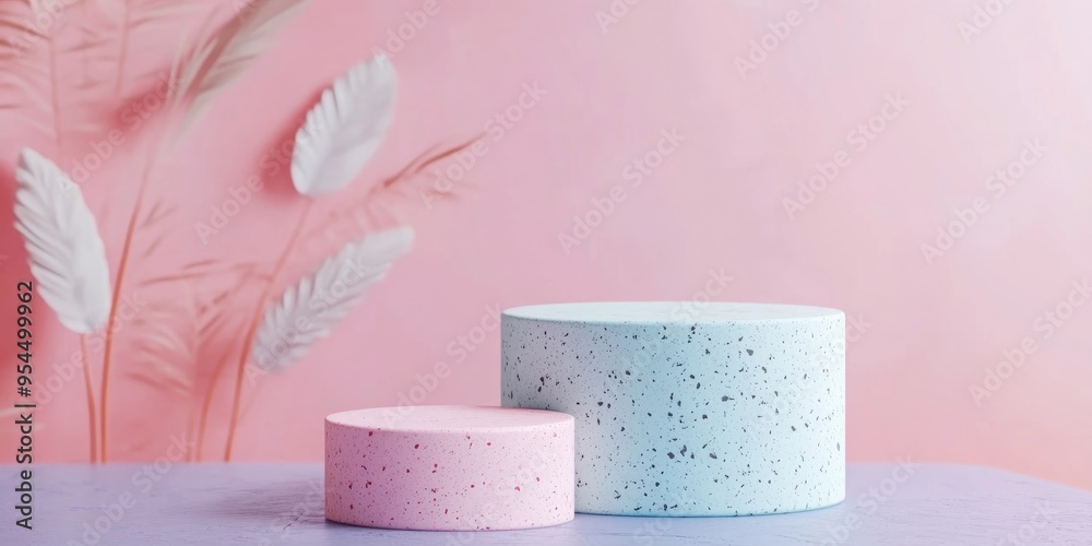 Poster abstract pastel background minimalist podium mockup for modern display or showcase 3d rendering