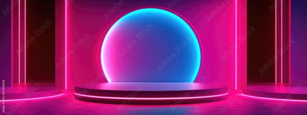 Poster Abstract 3D rendering podium mock up for product display minimal abstract concept geometric showcase background product presentation