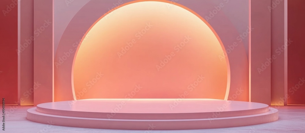 Poster Abstract background featuring a geometric shape podium designed for product presentation 3D rendering