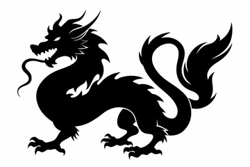 Dragon silhouette, chinese dragon vector silhouette, dragon icon
