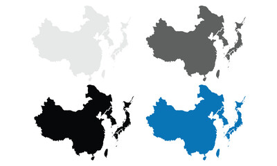 Map of China, Korea and Japan, East Asia. modern colorful style.States and geographical borders, political map vector illustration.
