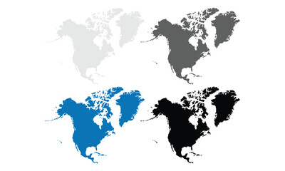 Detailed Map of America with isolated countries.United States, Canada ,Mexico. modern colorful style.States and geographical borders, political map vector illustration,Cities.