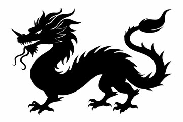 Dragon silhouette, chinese dragon vector silhouette, dragon icon
