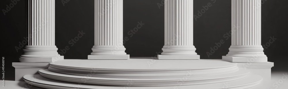 Aufkleber greek style podium pedestal with columns 3d rendering