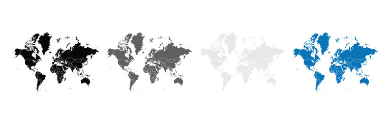 World map.United States, China, Russia, Germany, United Kingdom, Japan, France, India, Brazil, Canada, Italy. modern colorful style.States and geographical borders, political map vector illustration.