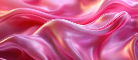 Obraz premium Luxurious Pink Silk Fabric with Elegant Waves and Shimmering Highlights in Soft Lighting