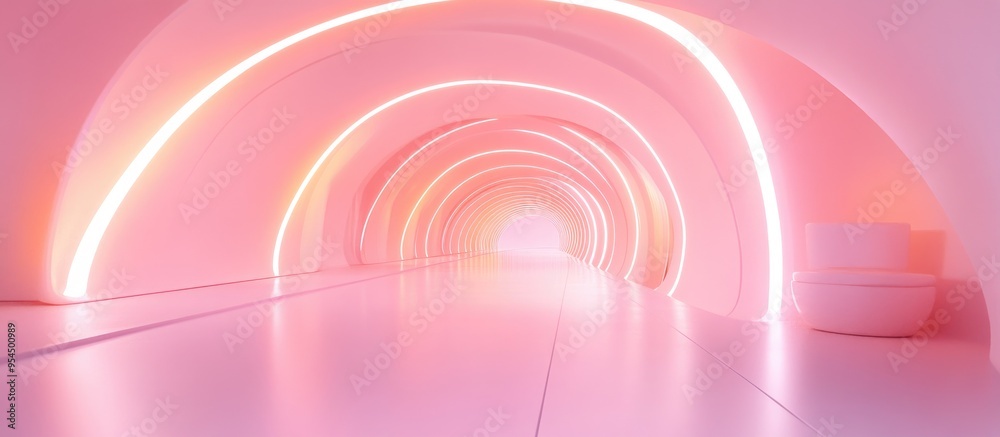 Aufkleber futuristic abstract interior of a light corridor modern minimal environment and imaginative tunnel d