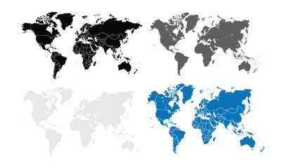 World map.United States, China, Russia, Germany, United Kingdom, Japan, France, India, Brazil, Canada, Italy. modern colorful style.States and geographical borders, political map vector illustration.