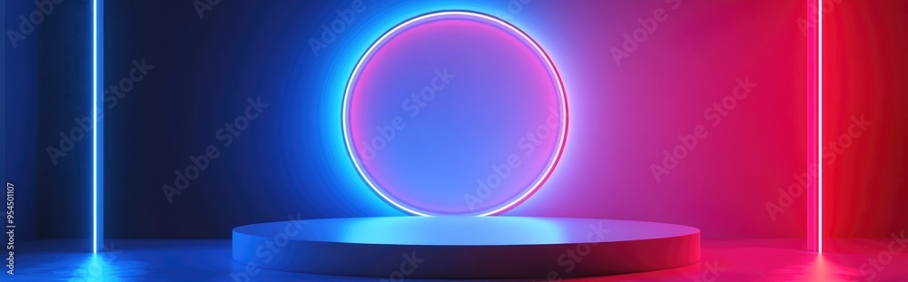 Poster white circular podium for award presentation against a white backdrop ideal for showcasing products 