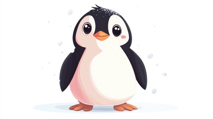 Fototapeta premium Adorable 2D cartoon penguin character in a whimsical design