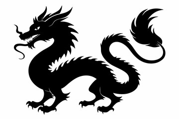 Dragon silhouette, chinese dragon vector silhouette, dragon icon
