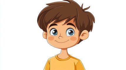 Obraz premium Cartoon style 2D illustration of a young boy against a white background