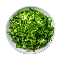 Sliced mizuna filled in bowl on isolated transparent background