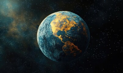 Naklejka premium 3D illustration of a fantasy planet in the universe