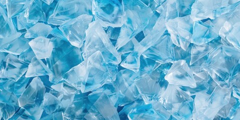 Close-up of blue crystal shards arranged randomly. Abstract textured background for design and print.