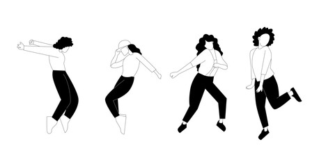 vector flat illustration of dancing people